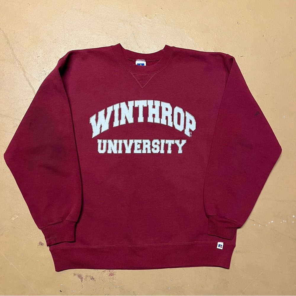 Vintage Russell Athletic Made in USA Winthrop University Large Crewneck Maroon